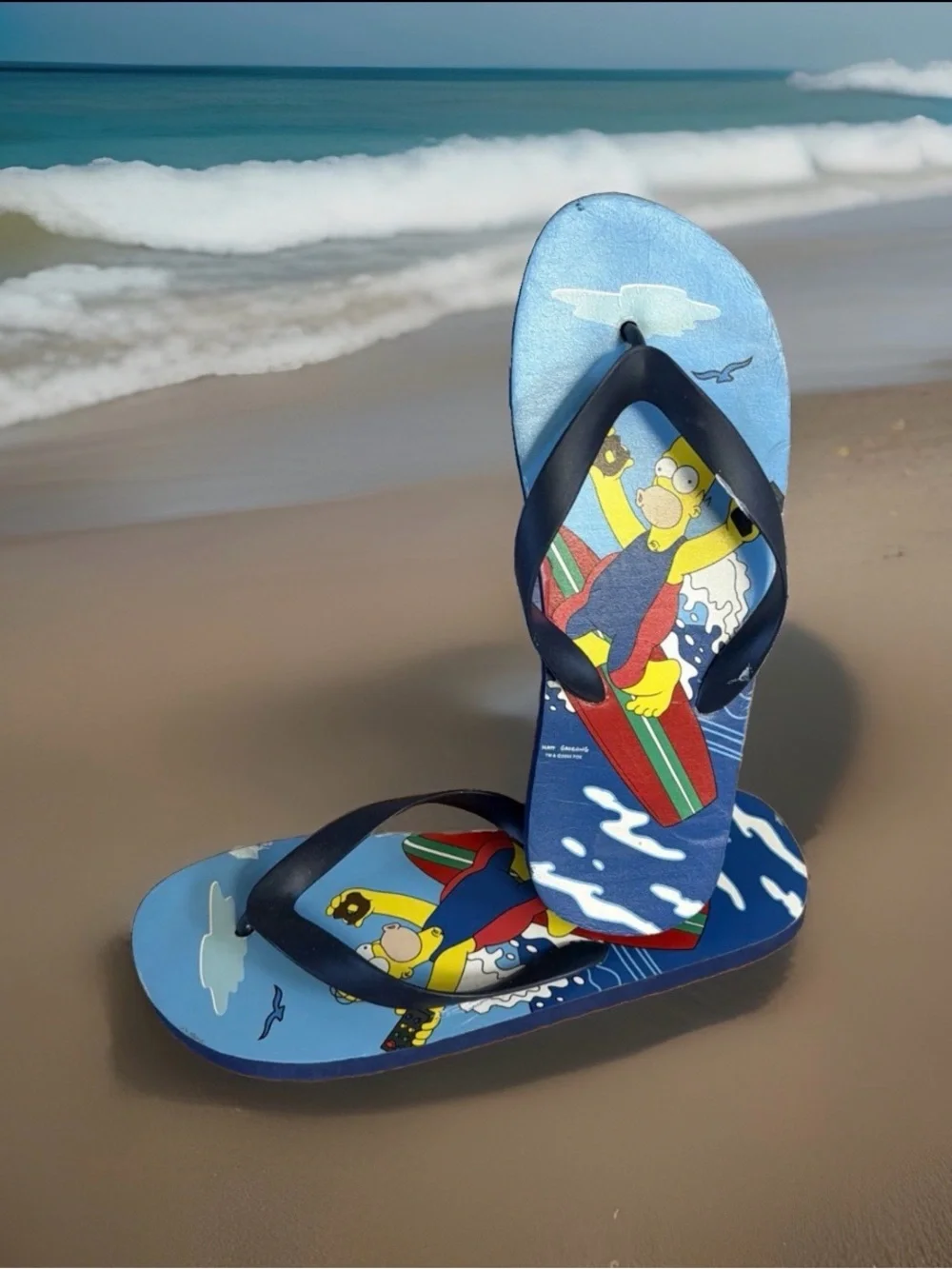 Vintage 2004 The Simpsons Homer Surfing Men’s Size 9-10 Flip-Flop Sandals.